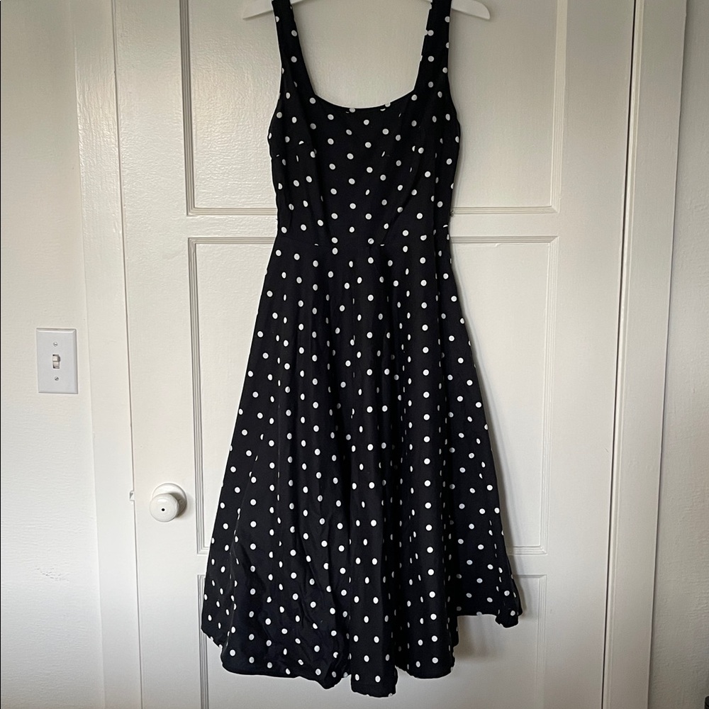 Bailey Blue Black and White Polka Dot Dress, 50 style